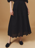 Verde Barocco Scallops Black Skirt by Thierry Colson