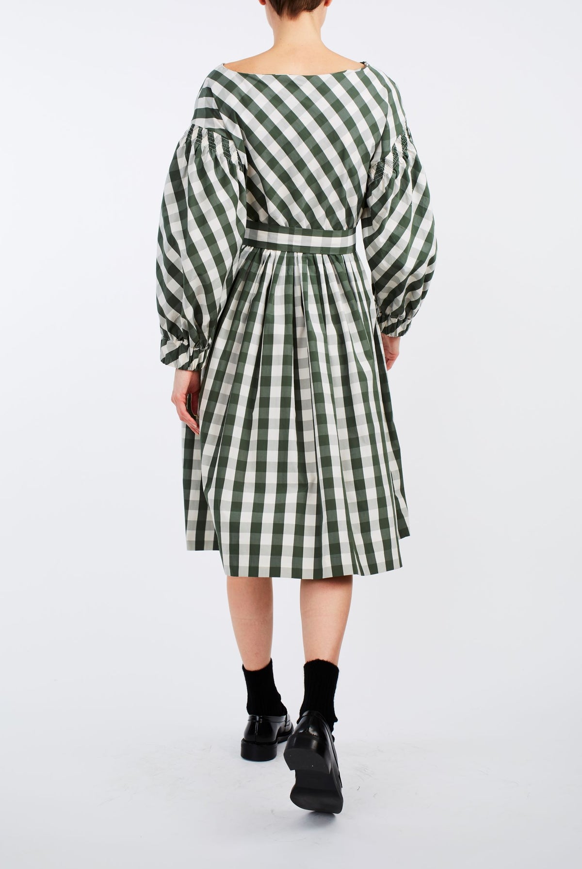 Back view Jane Green & White cotton Dress by Thierry Colson