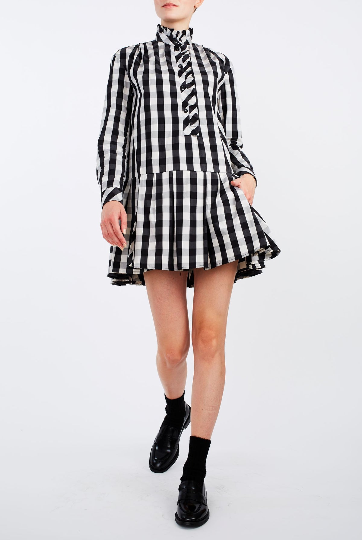 Front view of Lizbeth Black & White Mini Dress - Thierry Colson