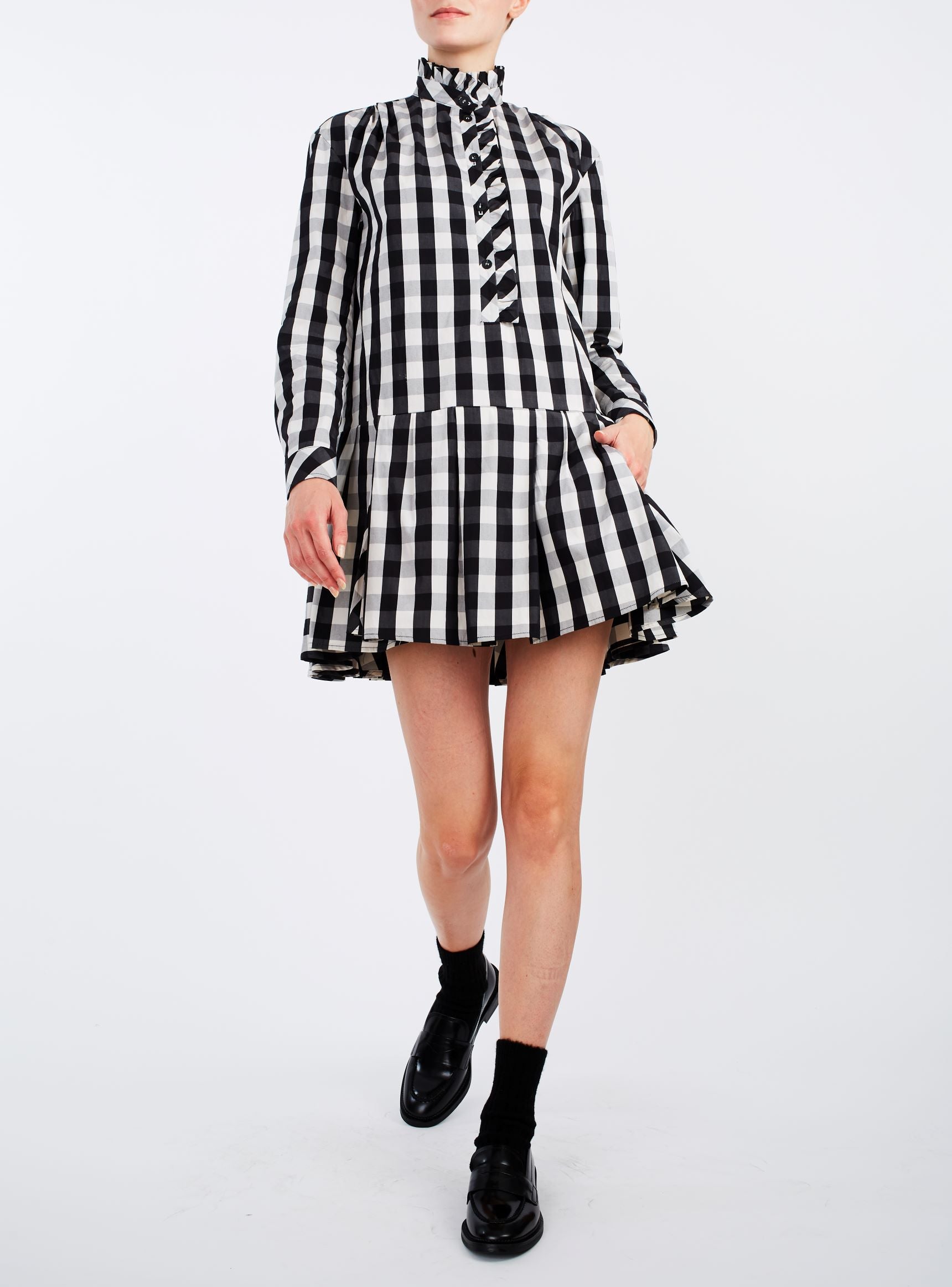 Front view of Lizbeth Black & White Mini Dress - Thierry Colson