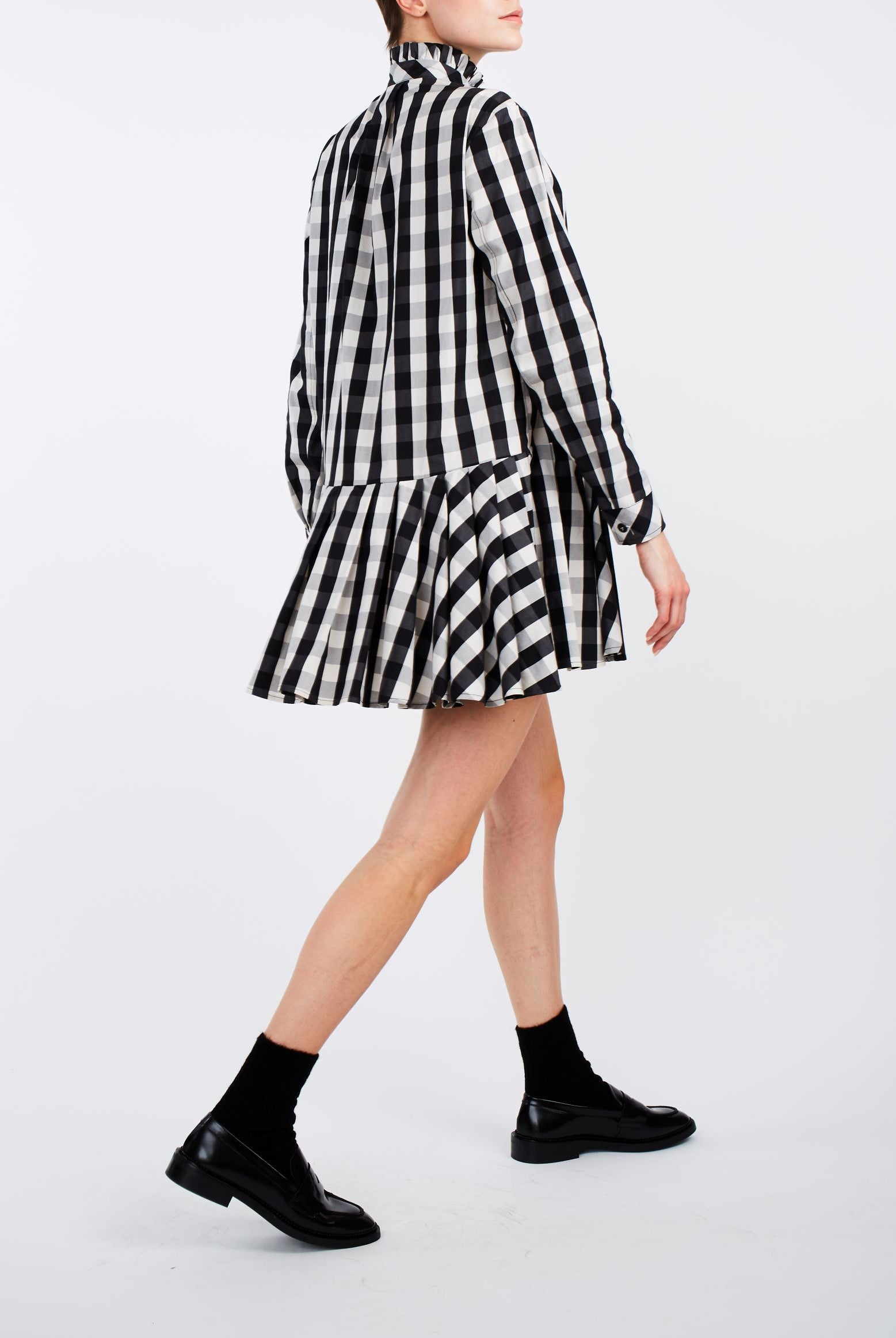 Side Back view of Lizbeth Black & White Mini Dress - Thierry Colson