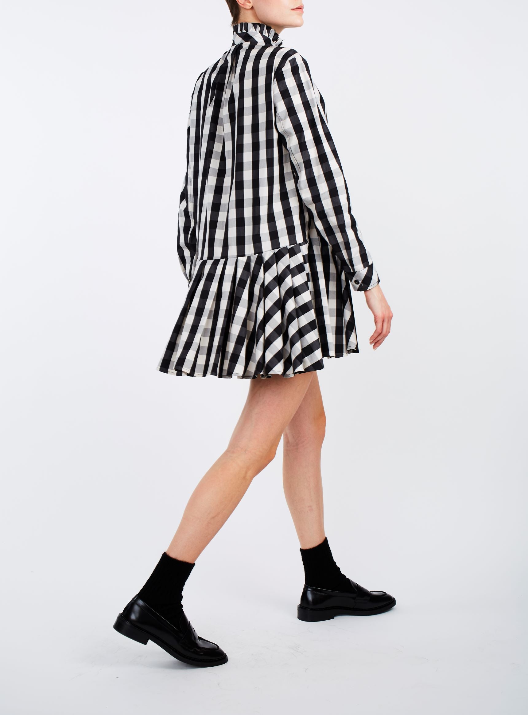 Side Back view of Lizbeth Black & White Mini Dress - Thierry Colson