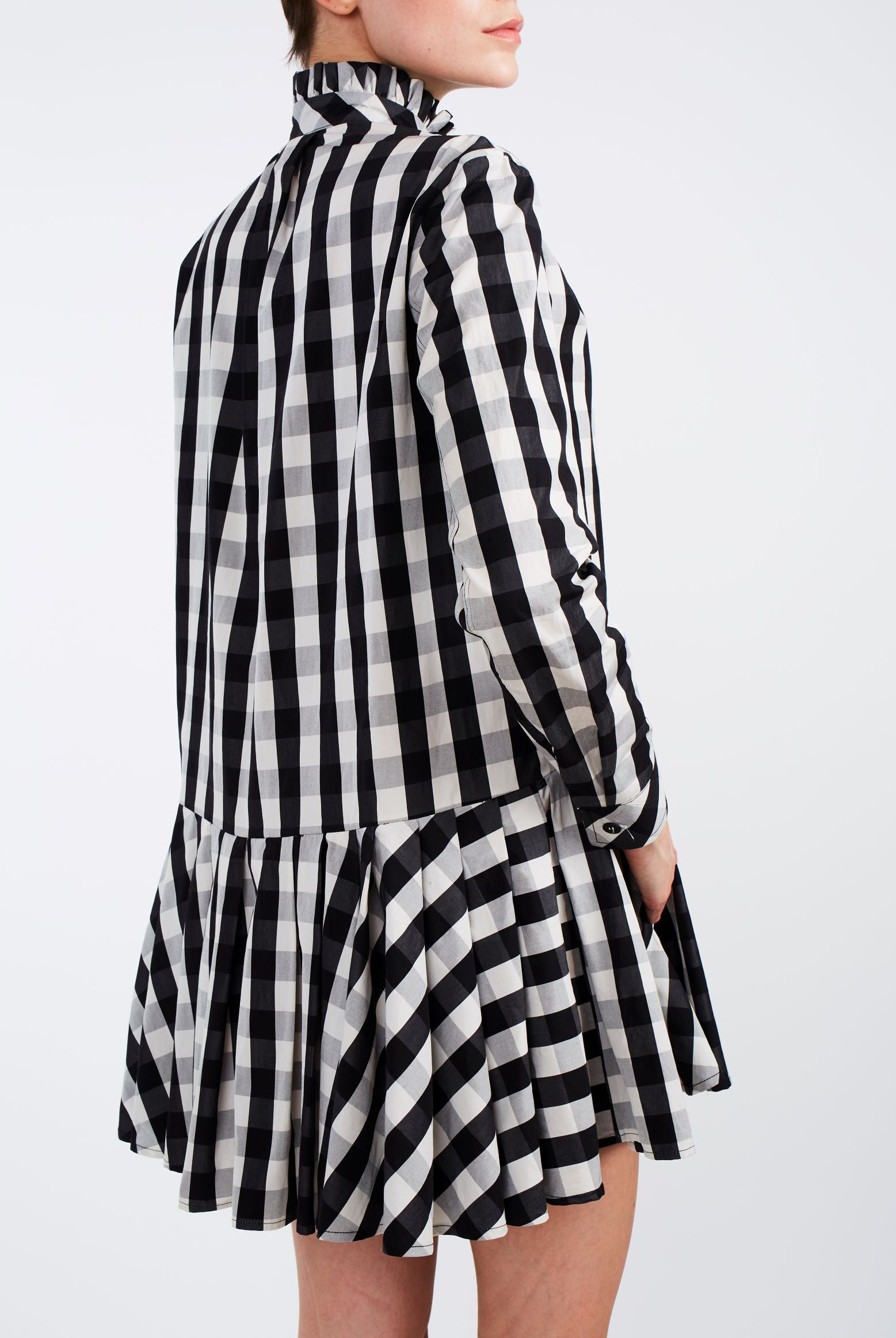 Detail back view of Lizbeth Black & White Mini Dress - Thierry Colson