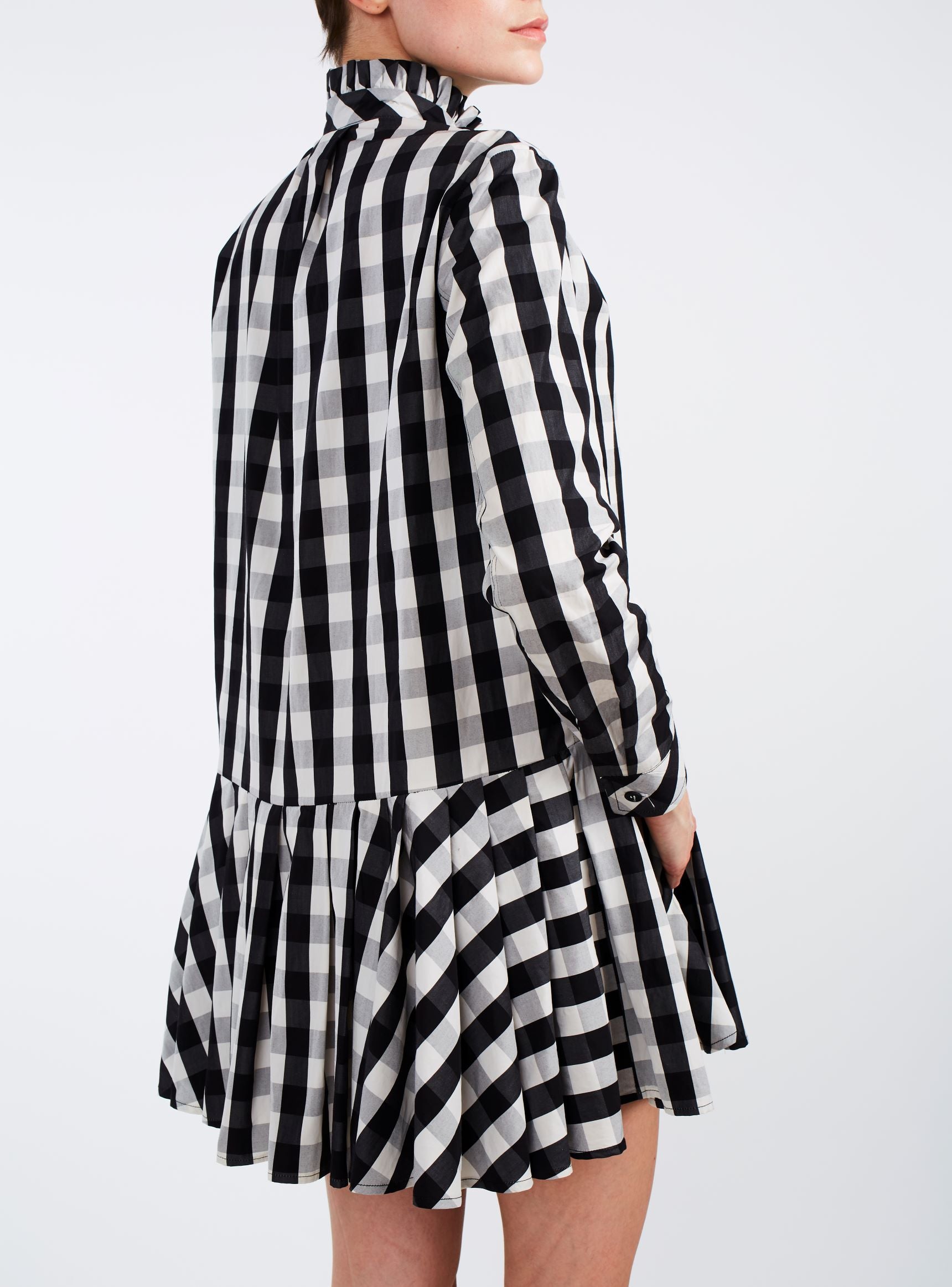 Detail back view of Lizbeth Black & White Mini Dress - Thierry Colson