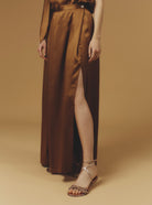 Detail of Silvana Silk Copper Skirt long by Thierry Colson