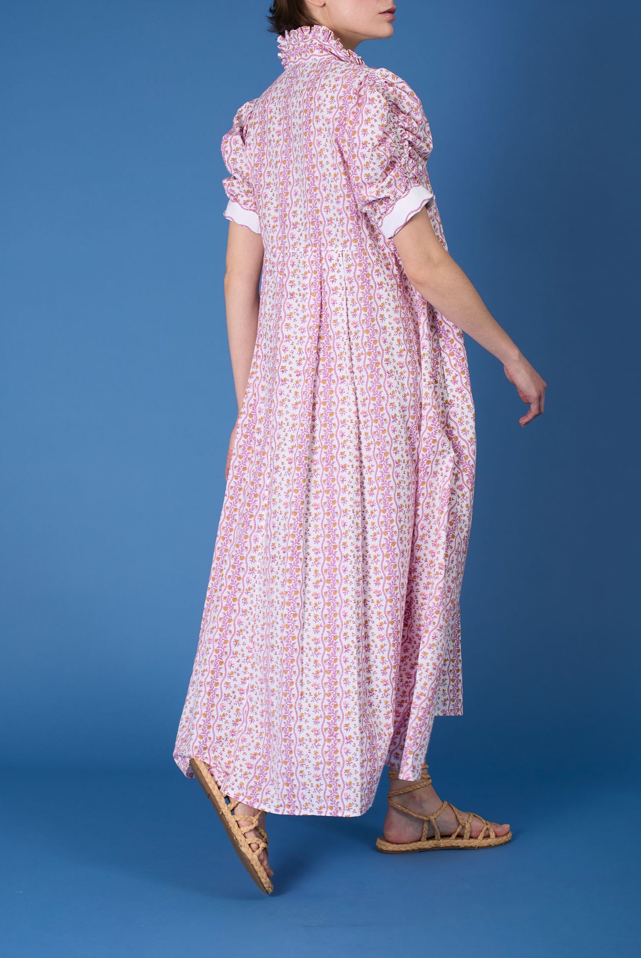 Back view - Venetia Cyclamen Mustard Dress - Liselund Print - Thierry Colson
