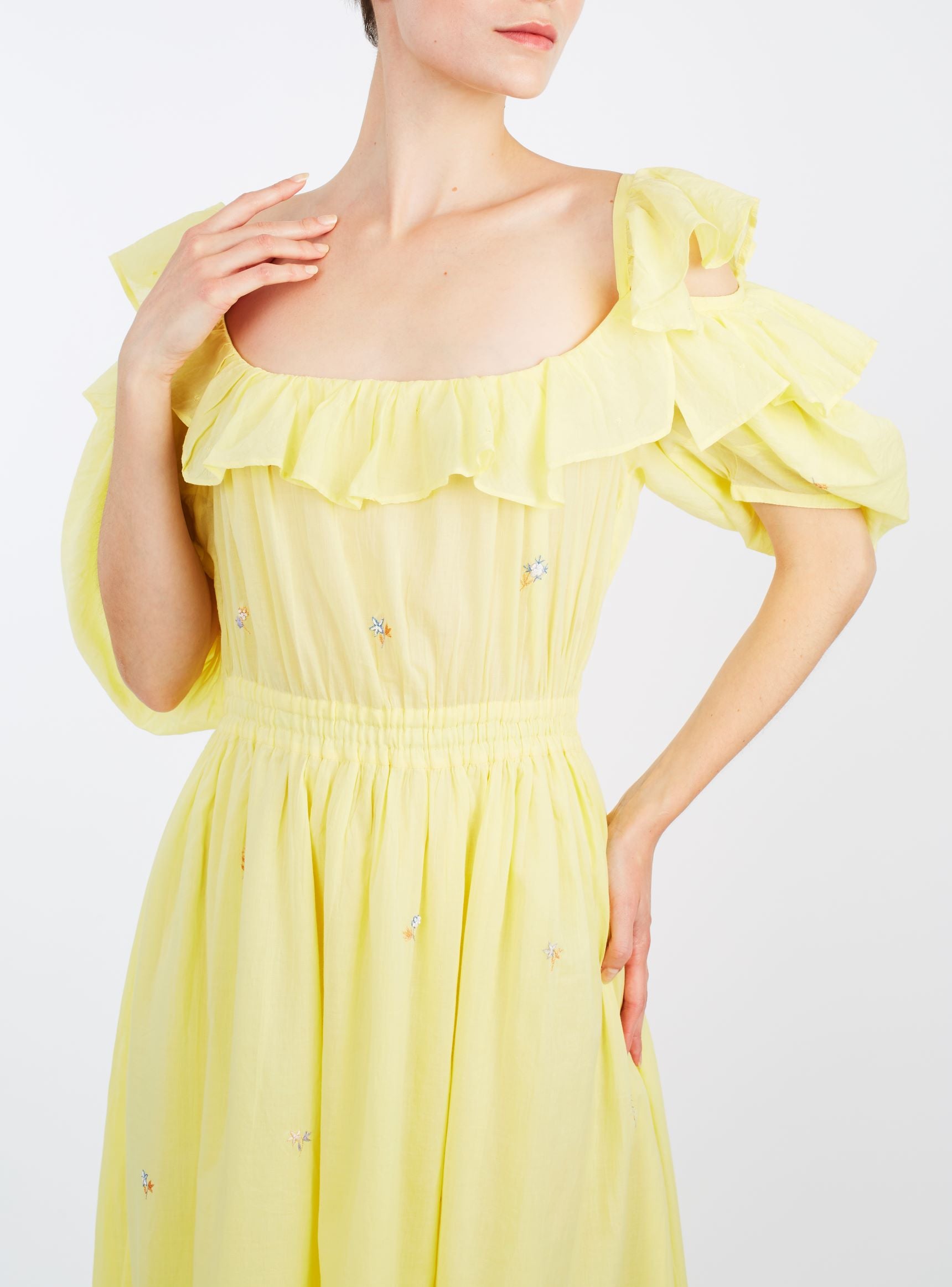 Collar Detail of Venus Boudoir Sweet Lemon Dress by Thierry Colson