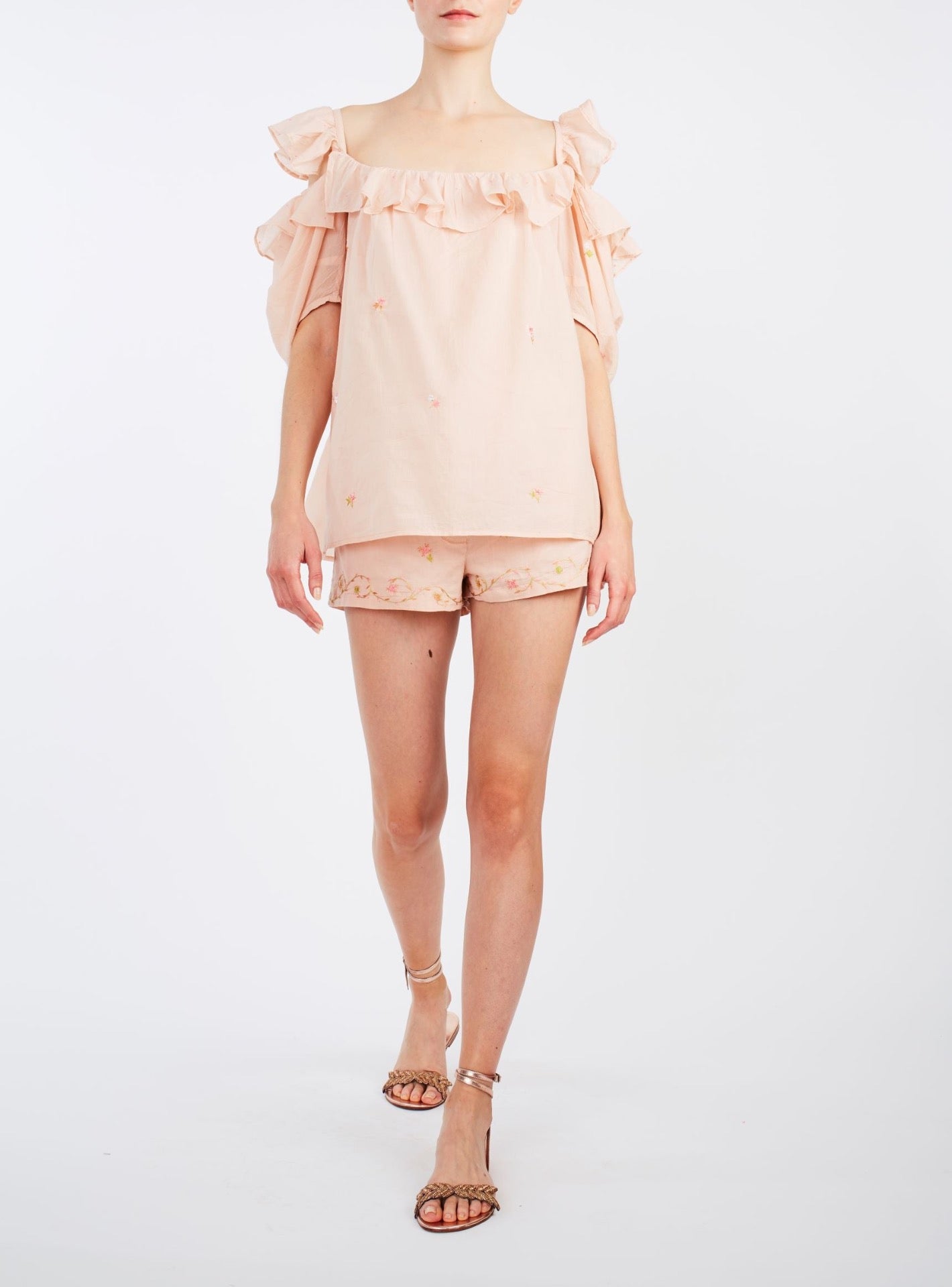 Large view of Venus Boudoir Carmelite Pink Blouse with shorts by Thierry Colson