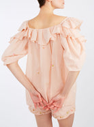 Back view of Venus Boudoir Carmelite Pink Blouse by Thierry Colson