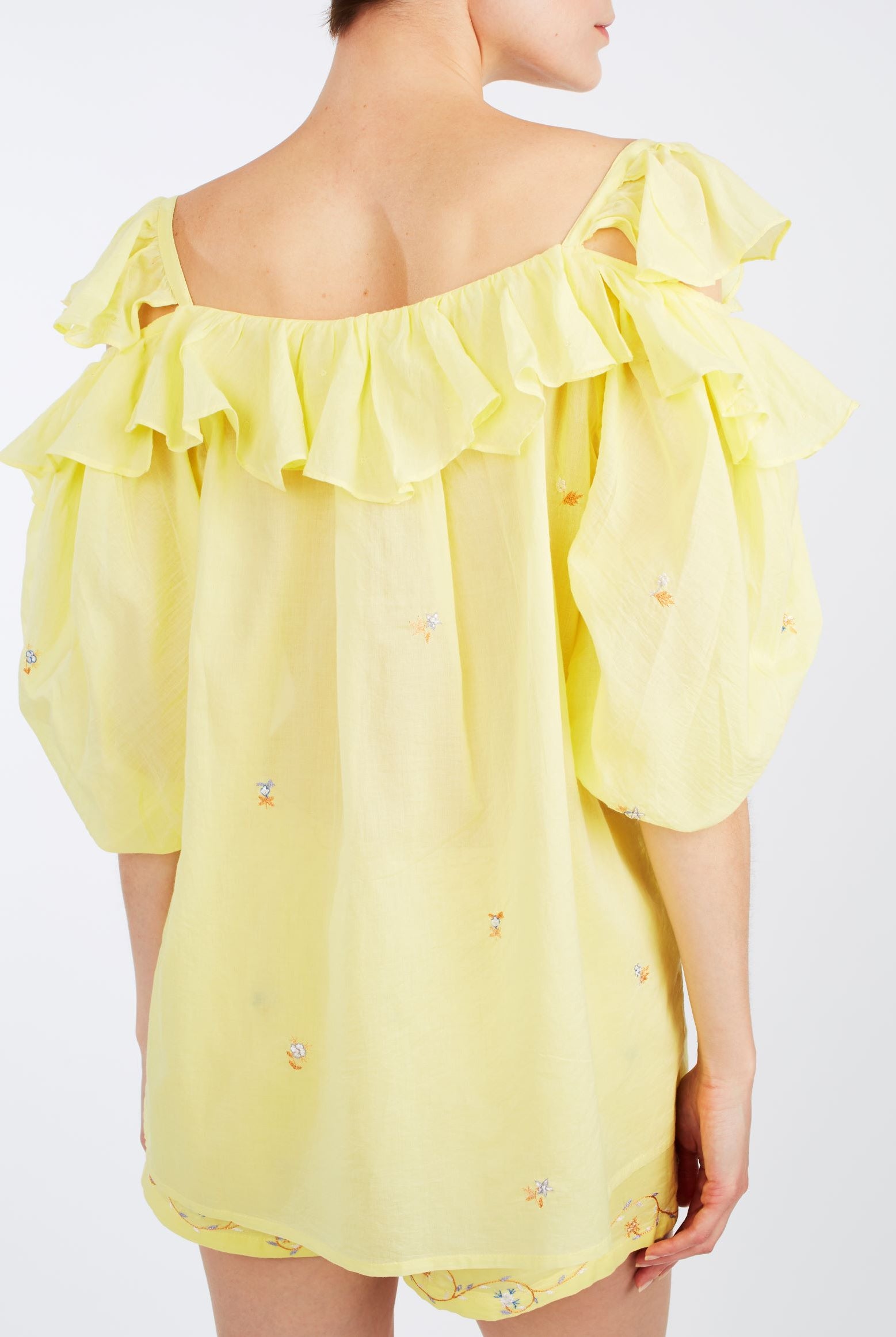 Back view of Venus Boudoir Sweet Lemon Blouse by Thierry Colson