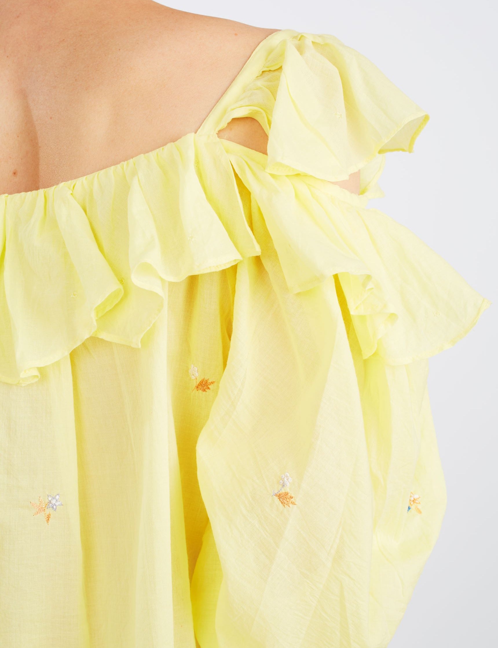Sleeve back detail of Venus Boudoir Sweet Lemon Blouse by Thierry Colson
