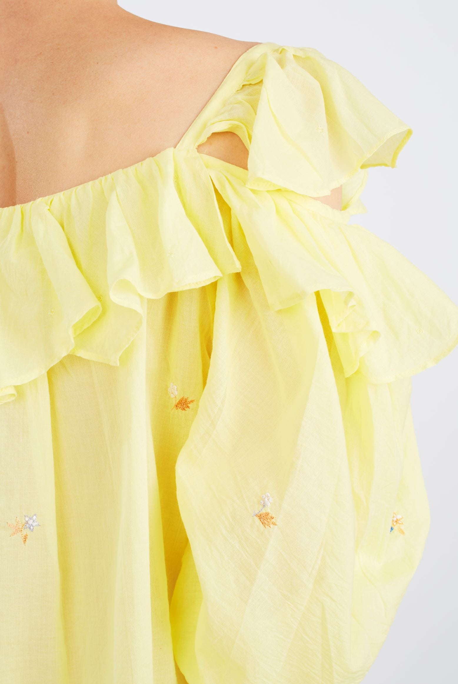 Sleeve back detail of Venus Boudoir Sweet Lemon Blouse by Thierry Colson