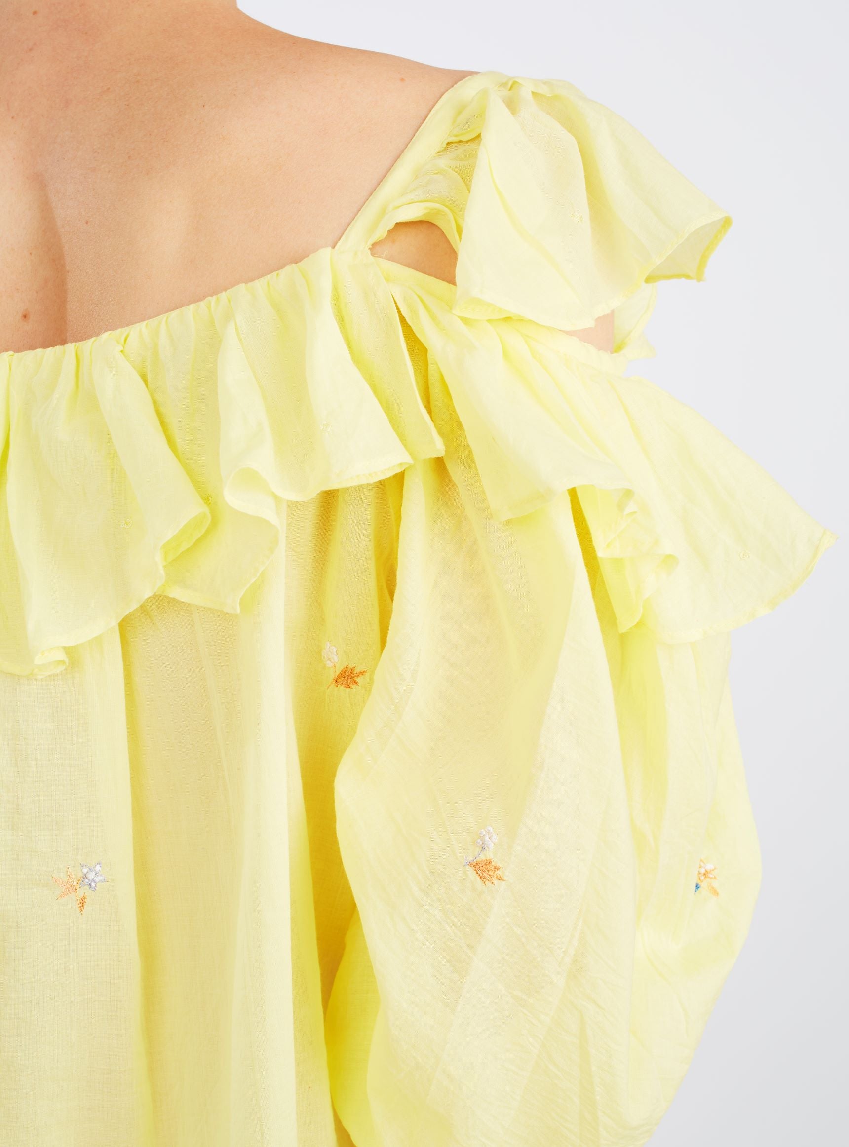 Sleeve back detail of Venus Boudoir Sweet Lemon Blouse by Thierry Colson