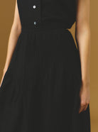 Detail front view of Verde Barocco Scallops Black Skirt by Thierry Colson