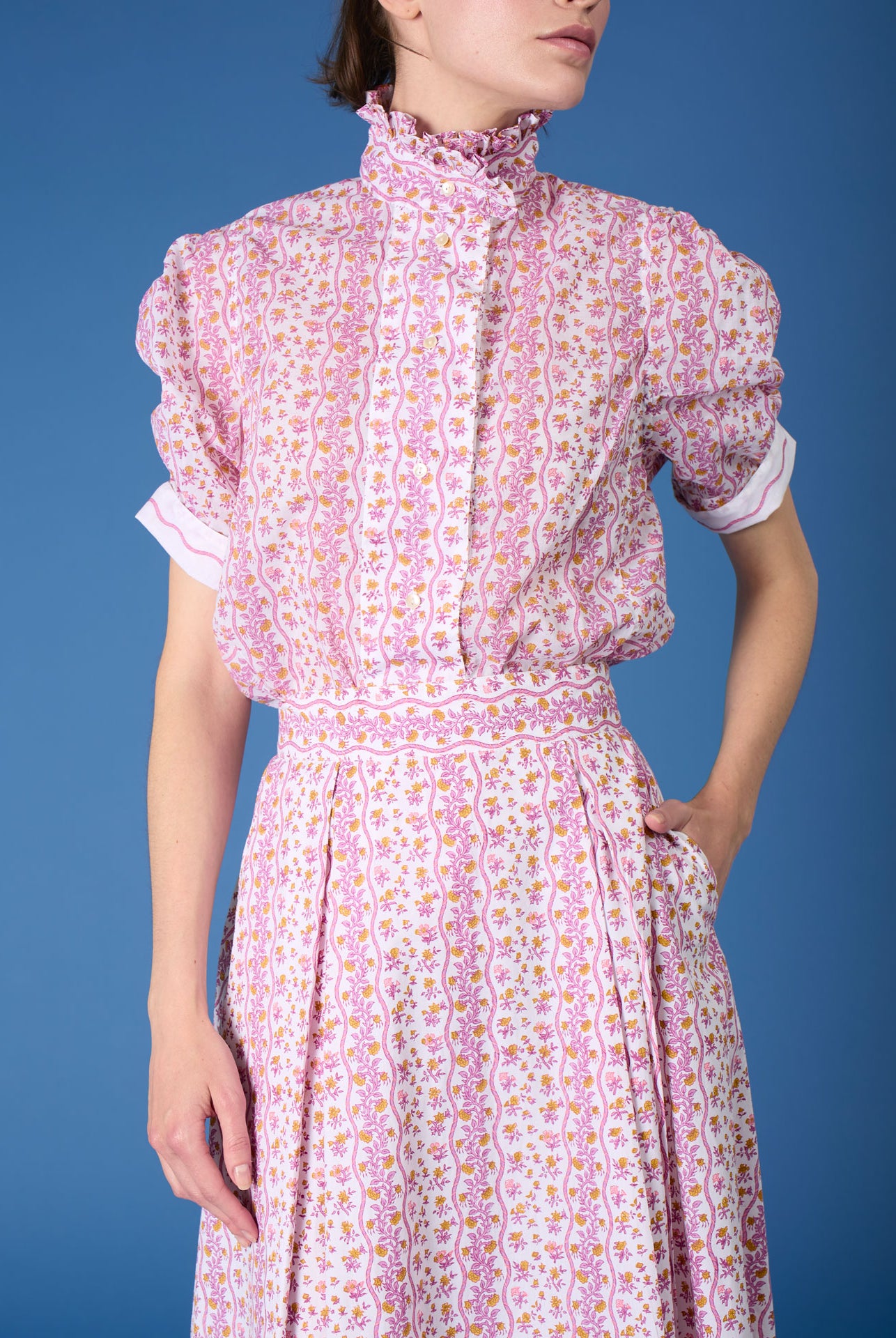 Vita Liselund Print Cyclamen / Mustard Blouse by Thierry Colson