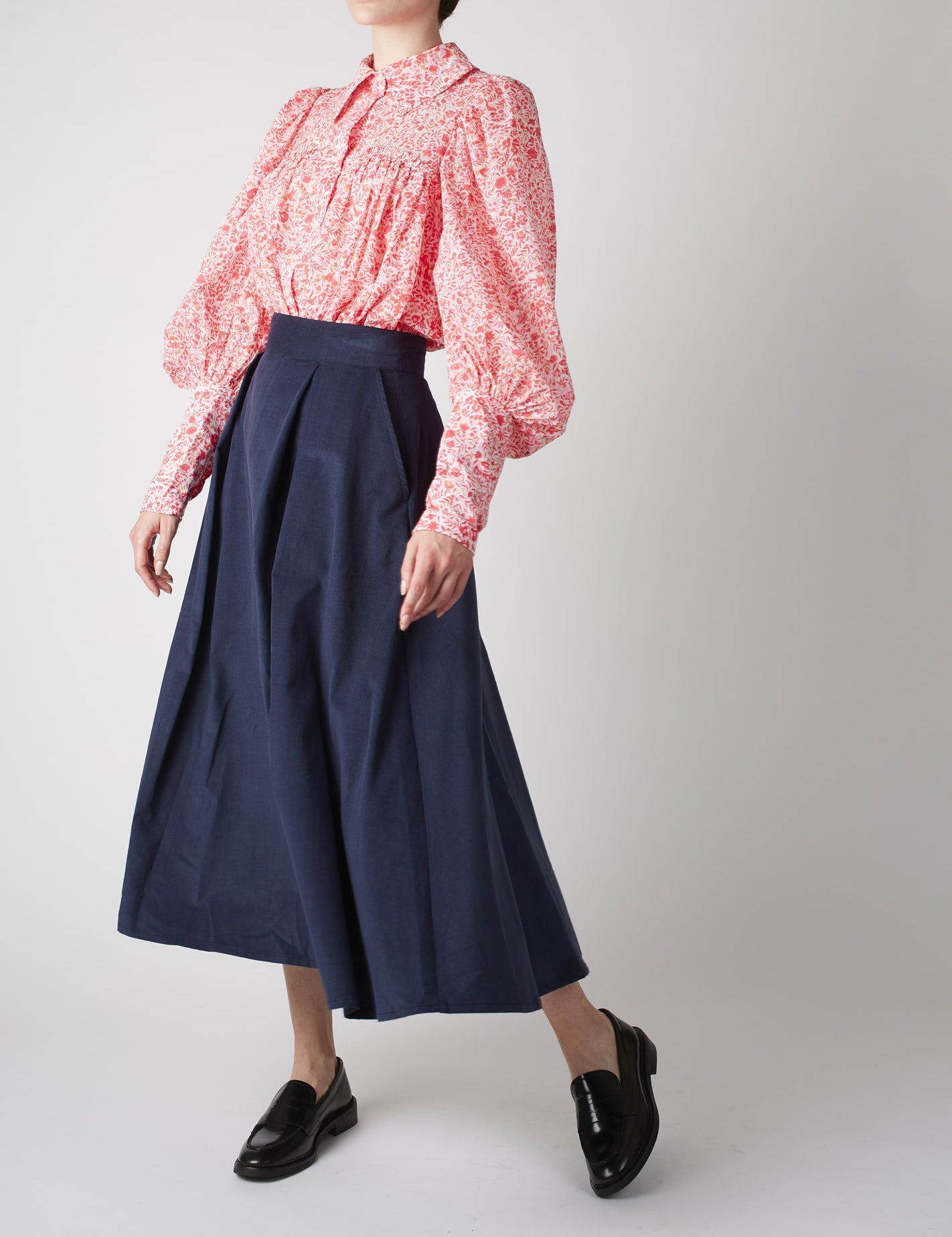 Large view of Wallis Raspberry Floral Jaal Blouse with a Wynona skirt by Thierry Colson