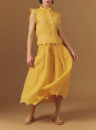 Large view of Yael Barocco Scallops Sunflower Vest with Verde skirt by Thierry Colson