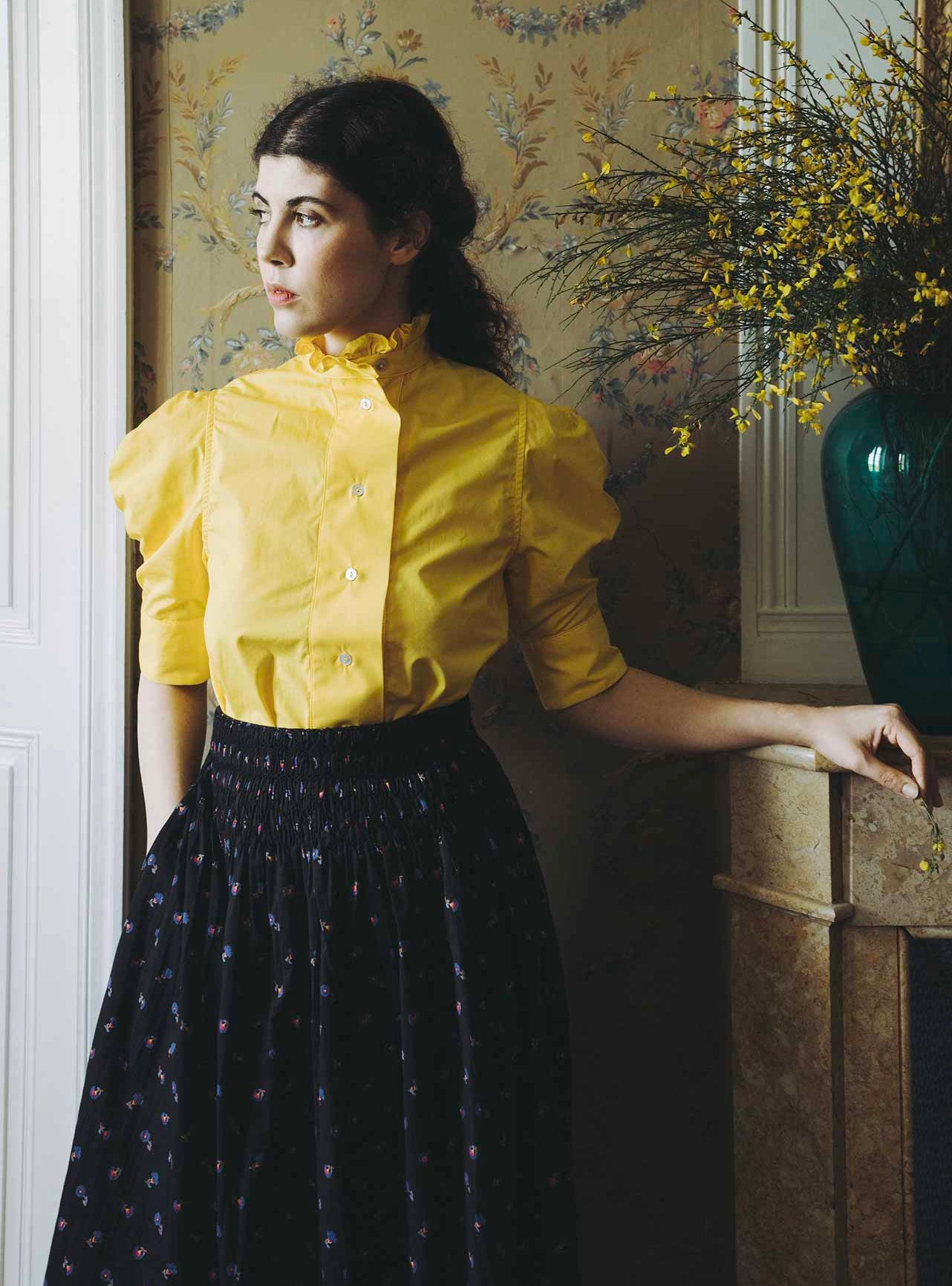 Verde Skirt with Vita blouse a lookbook image from the Pre Spring 2024 collection by Thierry Colson, photographed in Provende by Jamie Beck