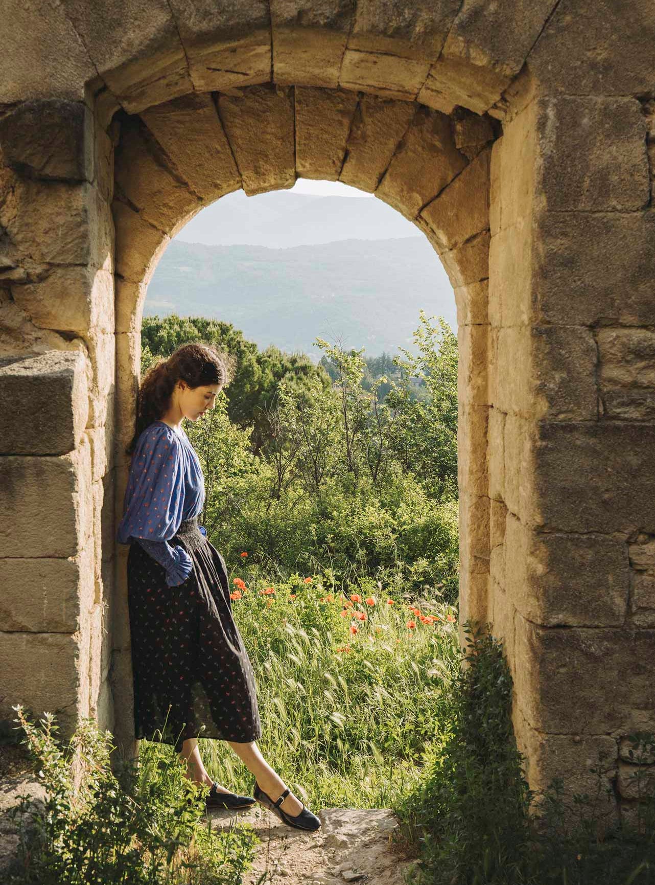 Verde Skirt, a lookbook image from the Pre Spring 2024 collection by Thierry Colson, photographed in Provende by Jamie Beck