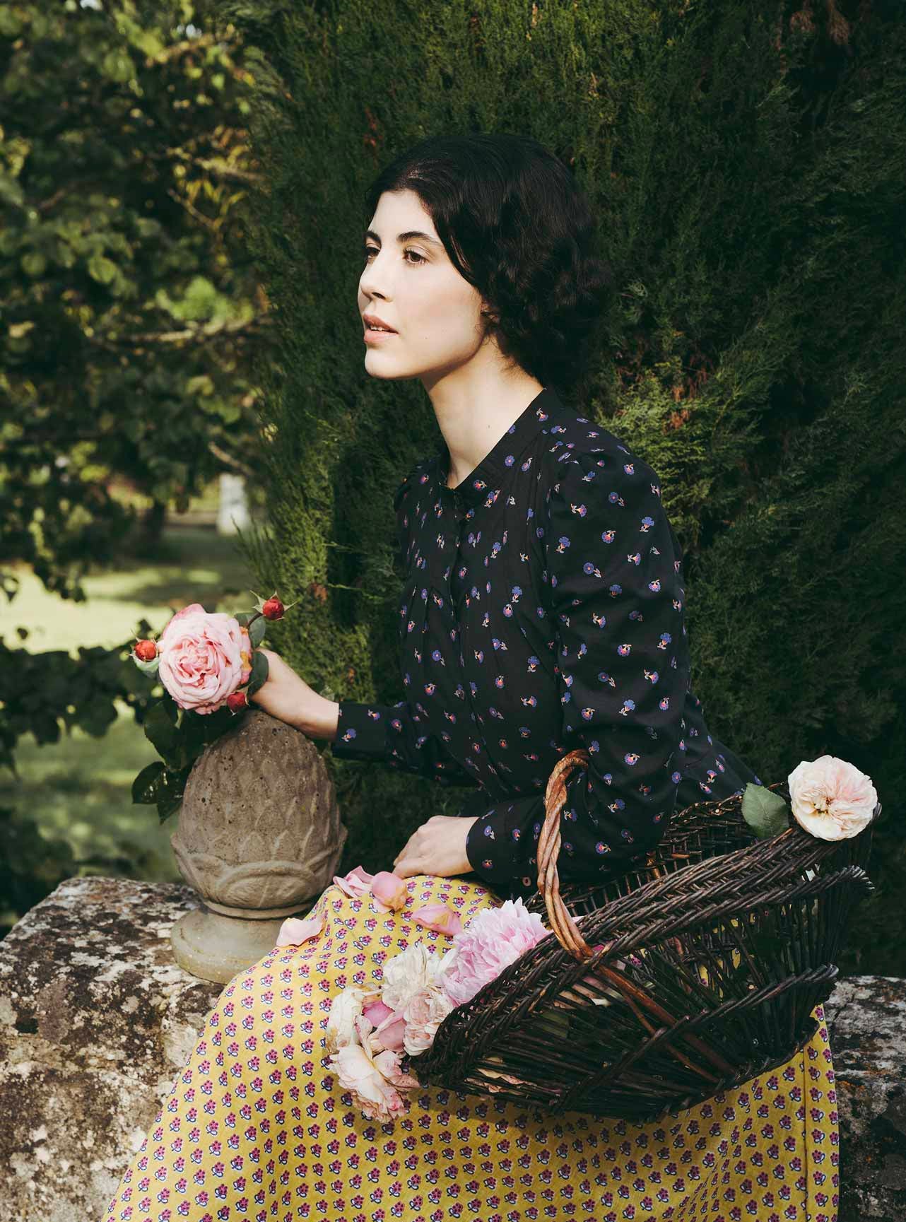 Alix Black Carnation Print Blouse with Wynona Skirt  by Thierry Colson - photography © Jamie Beck