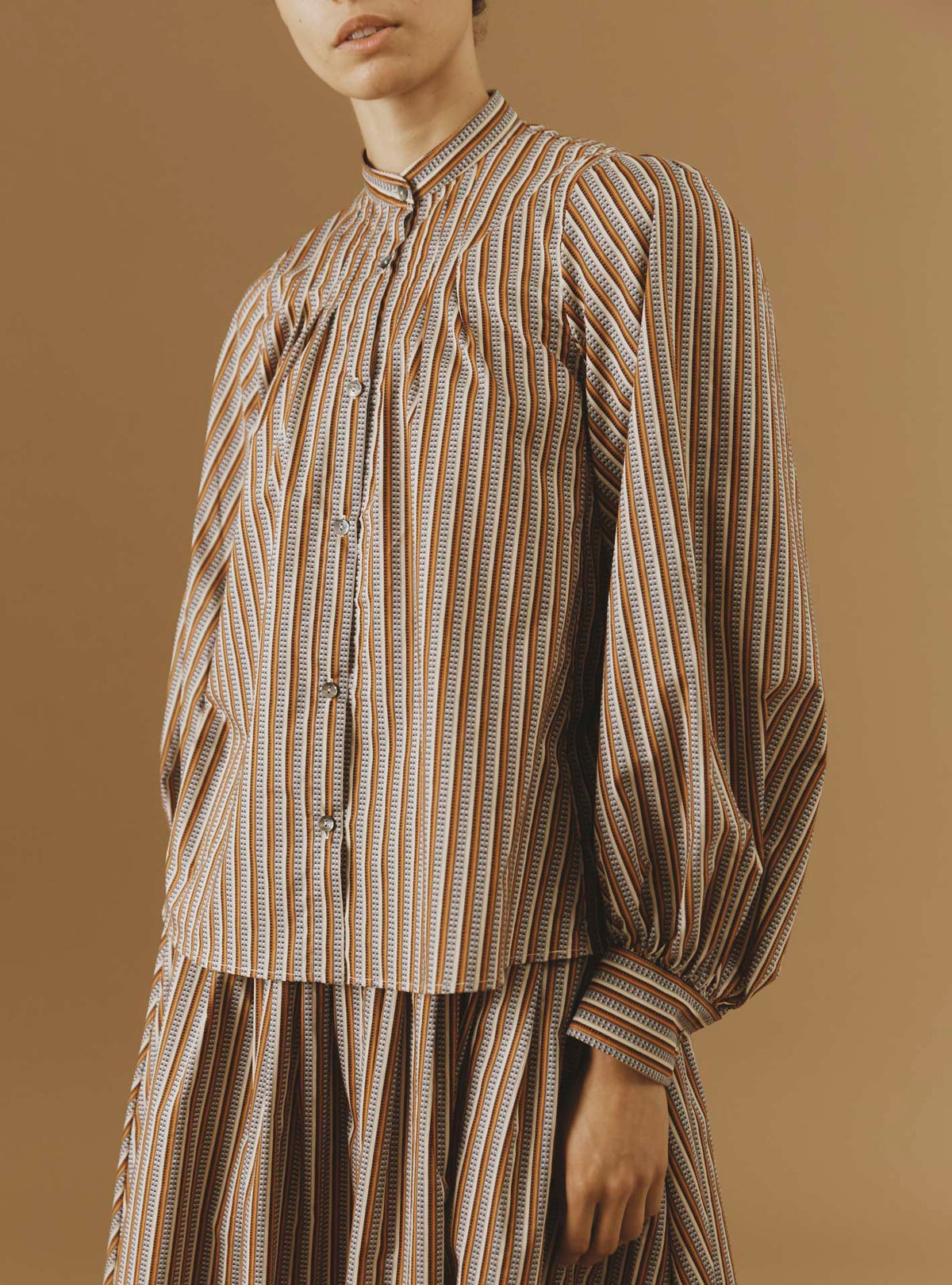 Side view of Yana Copper Blouse - Pre Spring 2024 - Thierry Colson