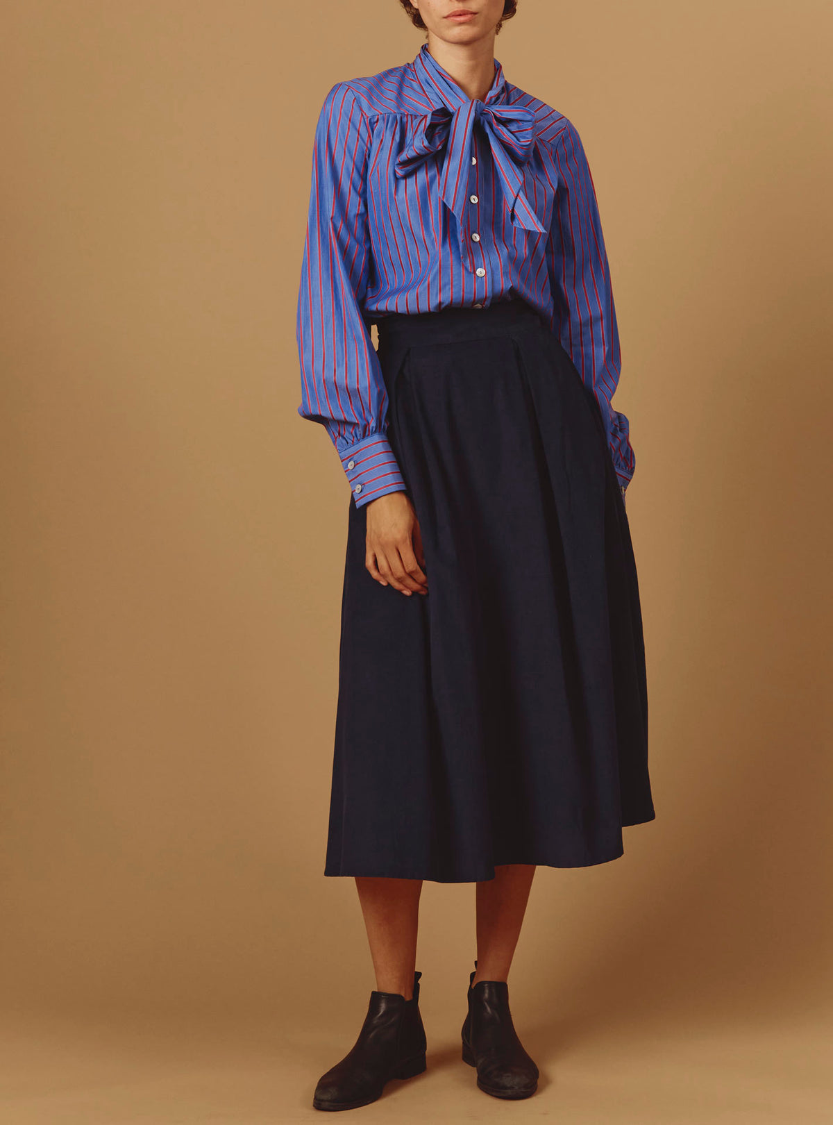 Alba Blouse - County - Bluet Cherry Stripes