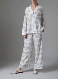Albertine Pajamas - Toile de Jouy - Off White / Charcoal