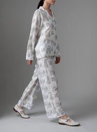 Albertine Pajamas - Toile de Jouy - Off White / Charcoal