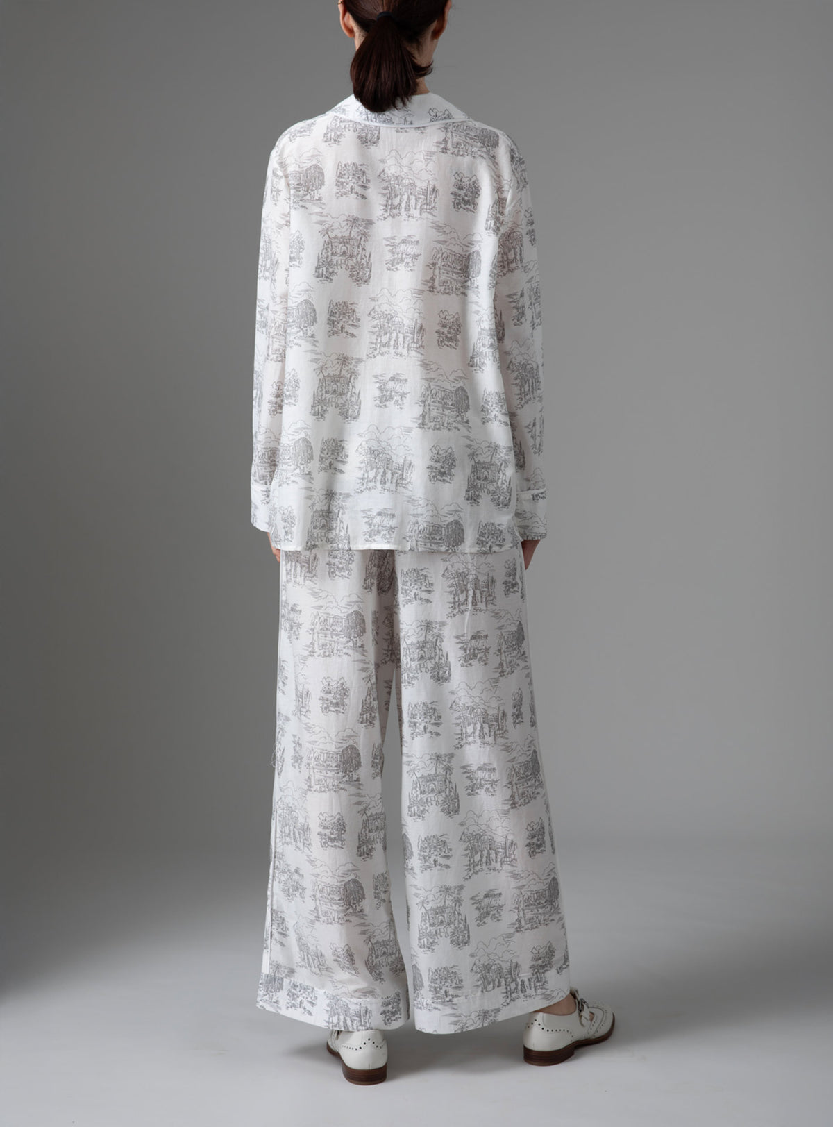 Albertine Pajamas - Toile de Jouy - Off White / Charcoal