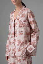 Fabric details of Copper Rose Albertine Pajamas - Toile de Jouy by Thierry Colson