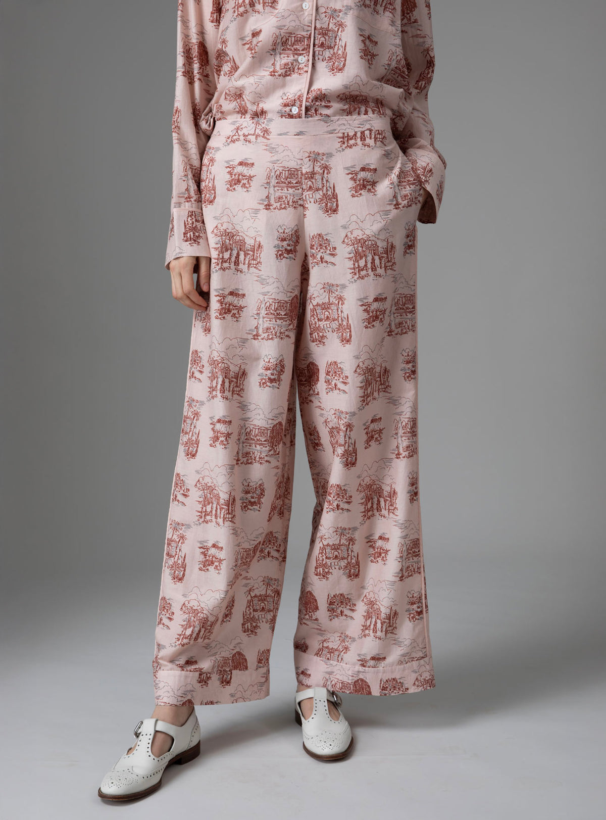 Albertine Pajamas - Toile de Jouy - Powder Pink / Copper