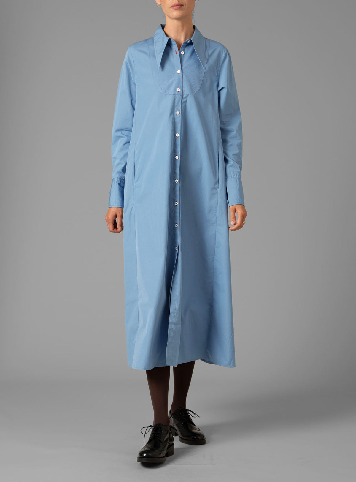 Alceste Dress - Topstitching - Ice Blue