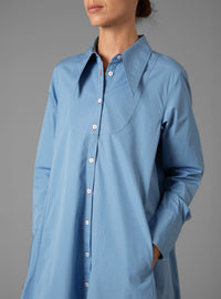 Alceste Dress - Topstitching - Ice Blue