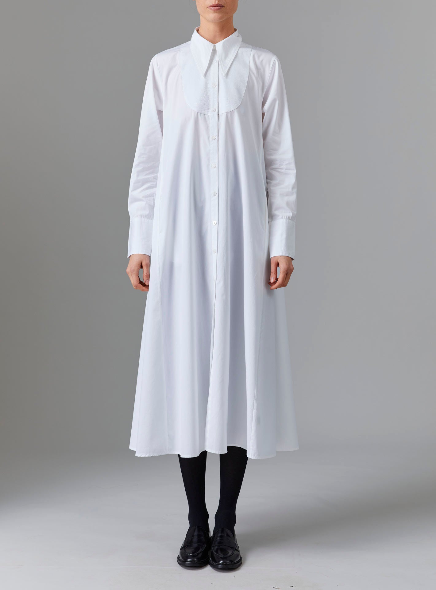 Front view of Alceste off white Dress - Topstitching Poplin by Thierry Colson