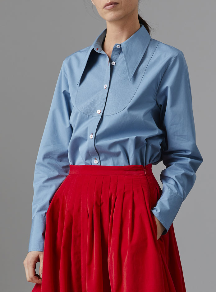 Alcide Shirt - Topstitching - Ice Blue
