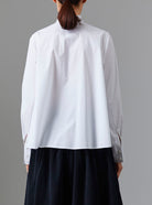 Back view of Ali Shirt - Off White Poplin Topstitching by Thierry Colson