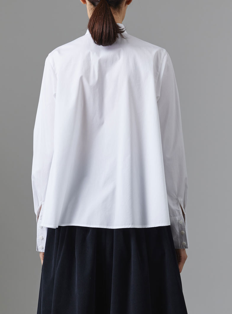 Back view of Ali Shirt - Off White Poplin Topstitching by Thierry Colson