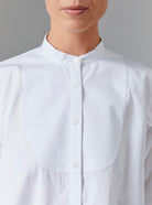 Close up of Ali Shirt - Off White Poplin Topstitching by Thierry Colson