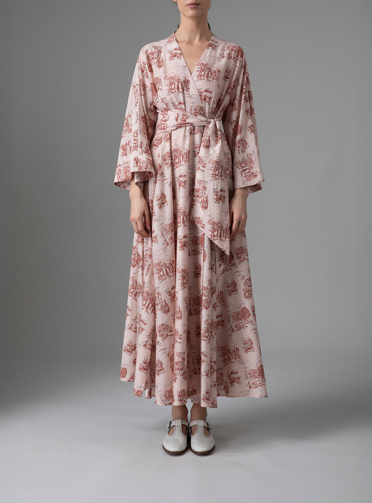 Almudena Dress  - Toile de Jouy - Powder Pink / Copper