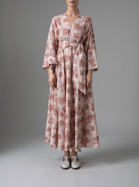 Almudena Dress  - Toile de Jouy - Powder Pink / Copper