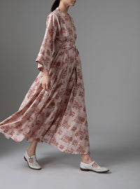 Almudena Dress  - Toile de Jouy - Powder Pink / Copper