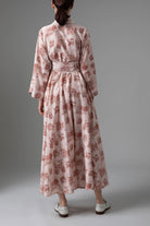 Back view of Almudena Dress - Powder Pink/Copper Toile de Jouy by Thierry Colson