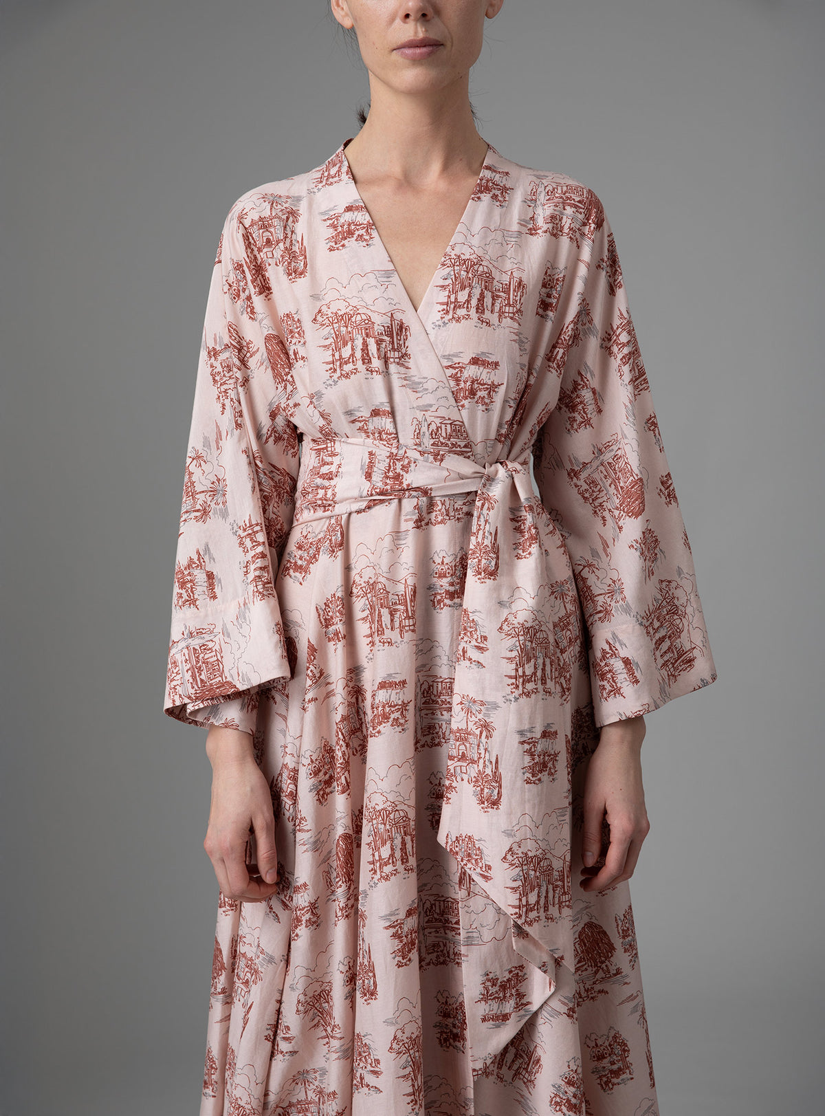 Almudena Dress  - Toile de Jouy - Powder Pink / Copper