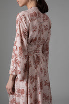 Back detail view of Almudena Dress - Powder Pink/Copper Toile de Jouy by Thierry Colson