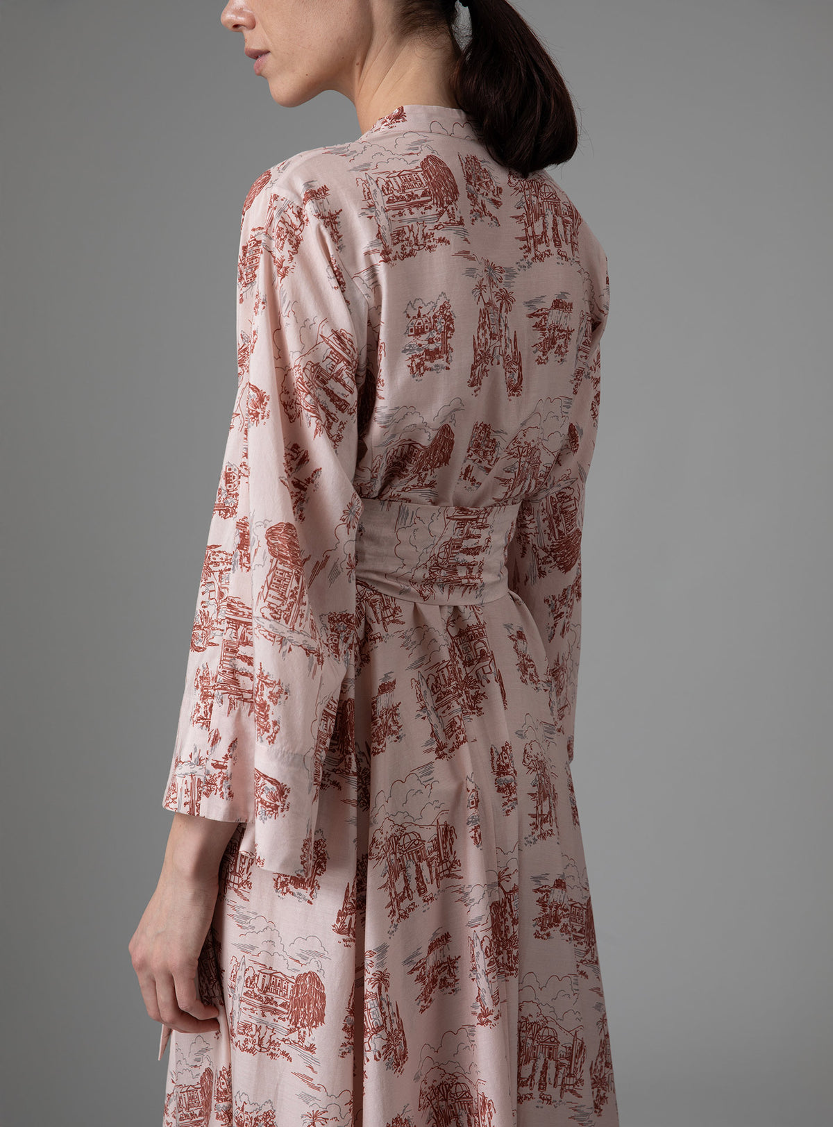 Almudena Dress  - Toile de Jouy - Powder Pink / Copper