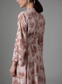 Almudena Dress  - Toile de Jouy - Powder Pink / Copper