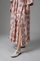 Bottom detail of Almudena Dress - Powder Pink/Copper Toile de Jouy by Thierry Colson