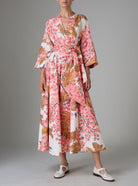 Front view of Almudena kaftan kimono dress in Garden of Eden print by Thierry Colson for Pre Spring 25