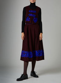 Wynona Skirt - Balkanic Embroidery - Chocolate / Cobalt & Purple