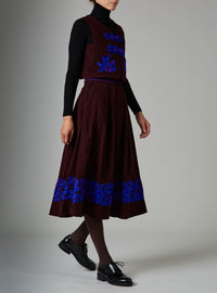 Wynona Skirt - Balkanic Embroidery - Chocolate / Cobalt & Purple